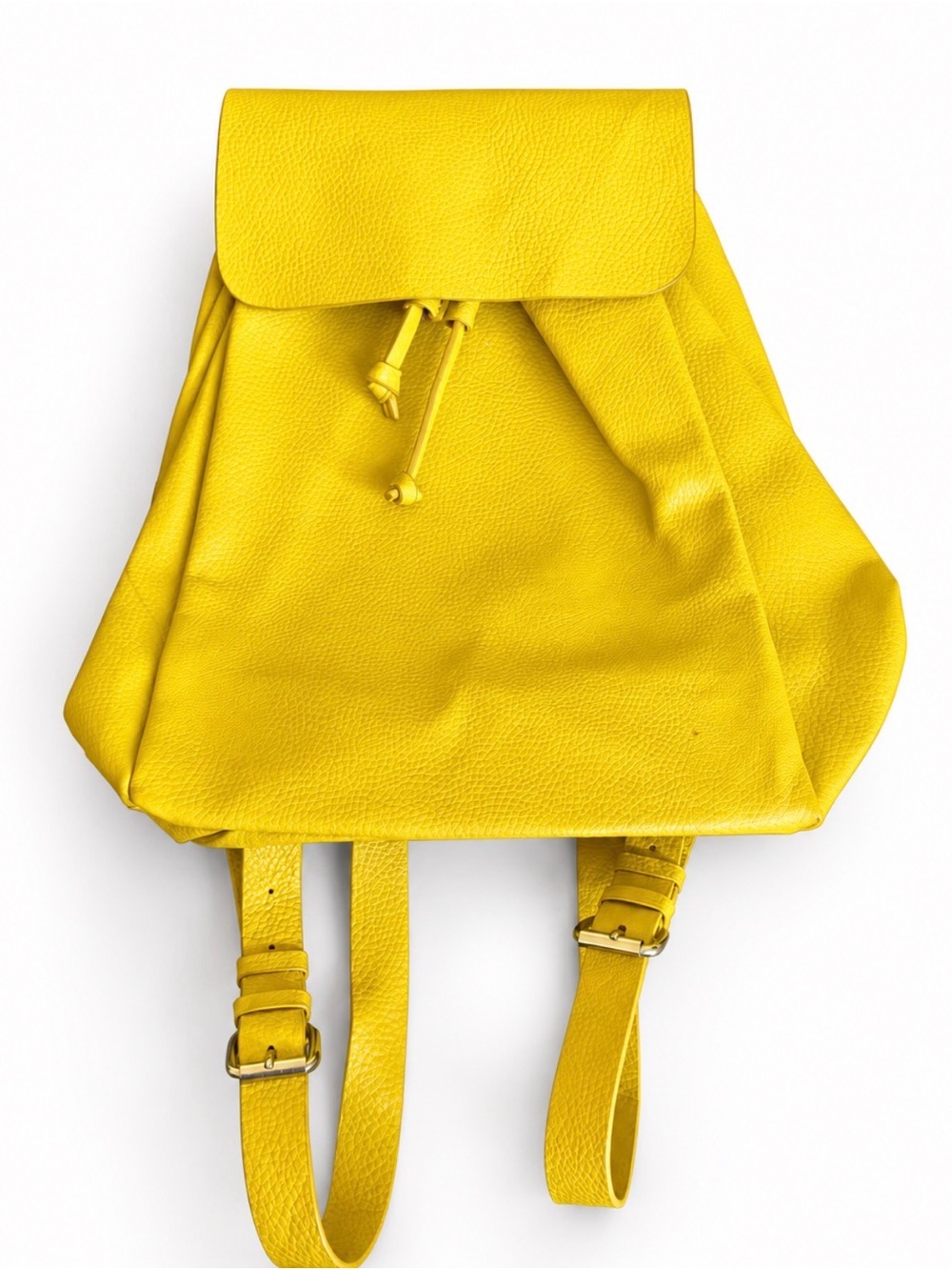 Zara Yellow Leather Drawstring Backpack